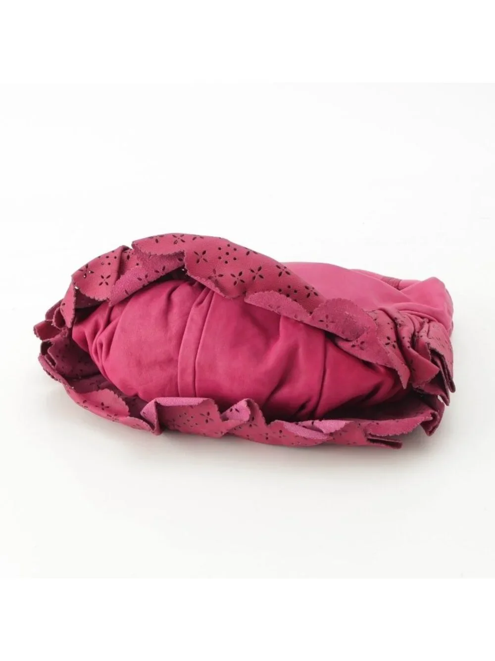 Dior Gypsy Leather Ruffle Hobo Shoulder Handbag Fuchsia Pink